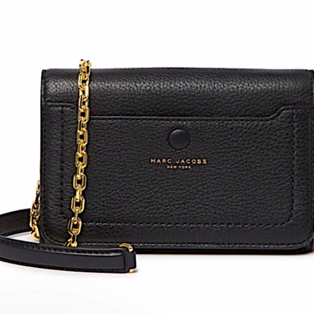 MARC JACOBS Empire City Leather Wallet Crossbody Bag In Black